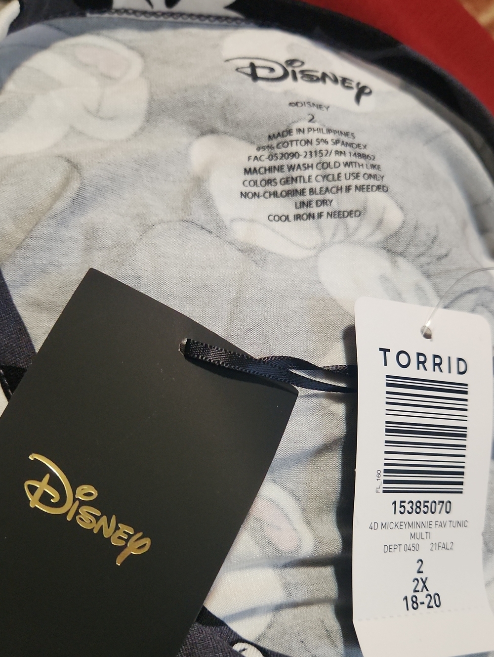 torrid Black, White & Pink Mickey And Minnie Tunic Tee